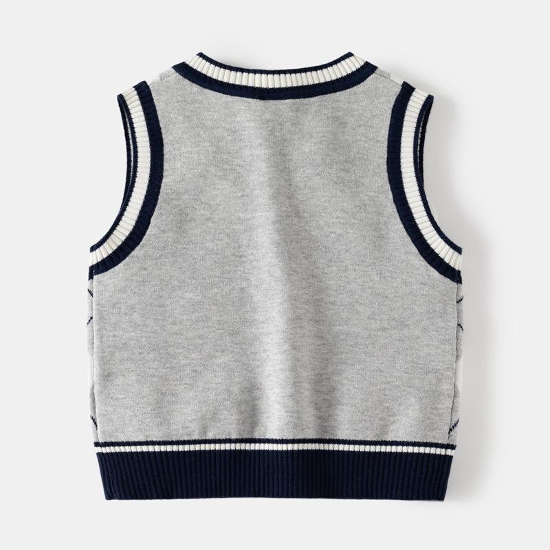 Детские свитера осень/зима 2023 Свитер без рукавов с v-образным вырезом для мальчиков
