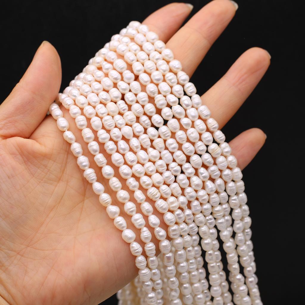 1 нить элегантные бусины из натурального жемчуга белые, уникальные роскошные бусины-разделители в форме риса для самостоятельного изготовления женского ожерелья, браслета на щиколотку, аксессуаров 36 см