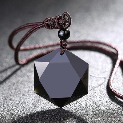 Пентаграмма из обсидиана: Унисекс цепочка для свитера с энергетическим камнем из кристалла