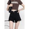 Women's High Waist Black Wide Leg Denim Shorts - Retro Raw Edge, Spring/Summer 2025
