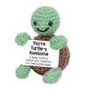 Yousheng Positive Crochet Turtle Handmade Crocheted Turtle Mini Positive Turtle with Emotional Support Card for Women Men Birthday Present