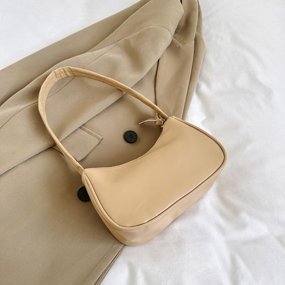 Fashion Candy Color Underarm Bag PU Leather Small Top-Handle Handbag Soft Shoulder Purse Women
