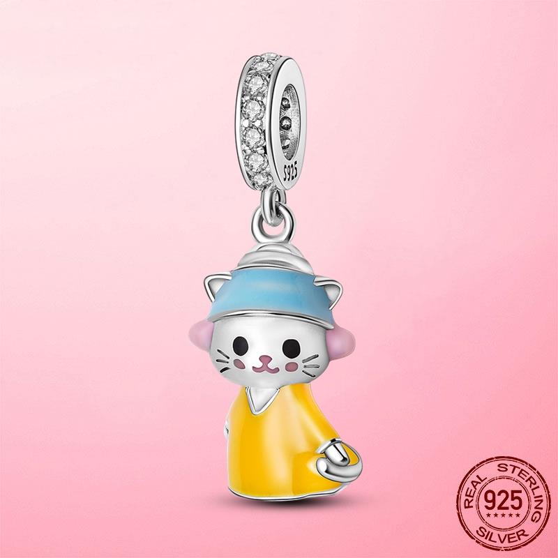Медный Кулон Кот и Кошка Котёнок в Форме Сердца Подвеска Бусины Аксессуары Браслеты Браслет Украшения Ювелирные изделия Вечеринка в честь Годовщины