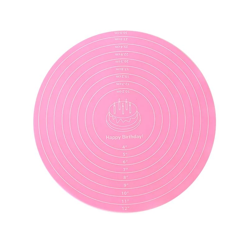 Круглый силиконовый коврик для выпечки диаметром 12 дюймов, поворотный коврик для торта, нескользящая подставка для торта, кухонный инструмент для выпечки пищевого класса