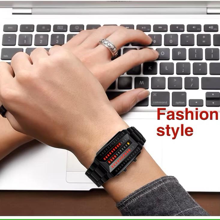 Светодиодные модные наручные часы Унисекс Мужские Женские Подарок Цифровой дисплей Лава Браслет из нержавеющей стали Армейские Спортивные Винтажные Ретро Повседневные