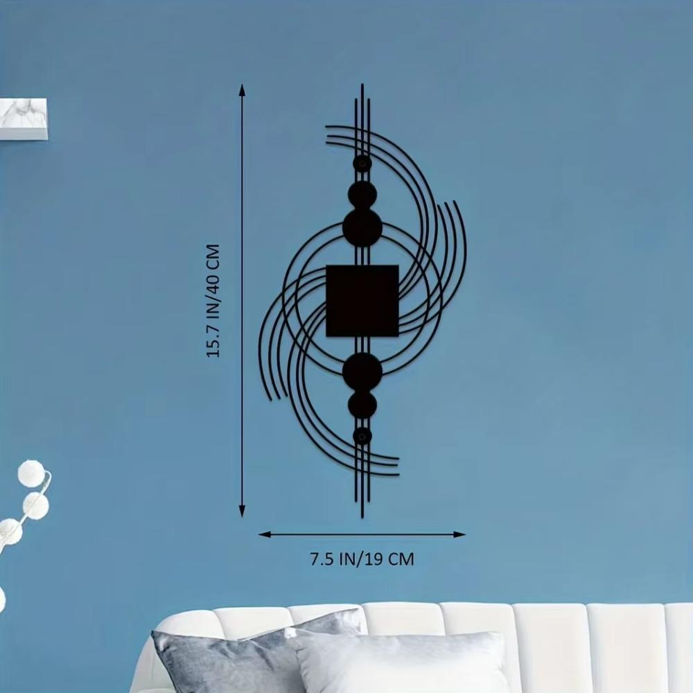 Потрясающий геометрический декор для стен из металла! Круглая и квадратная комбинированная настенная скульптура. Абстрактное вертикальное украшение.