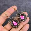 Pink Rubillite Handmade Copper Wire Wrap Jewelry Earring 2.56" R2B28