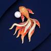 Pearl Koi Brooch, Elegant Goldfish Brooch, Niche Luxury Design Pin