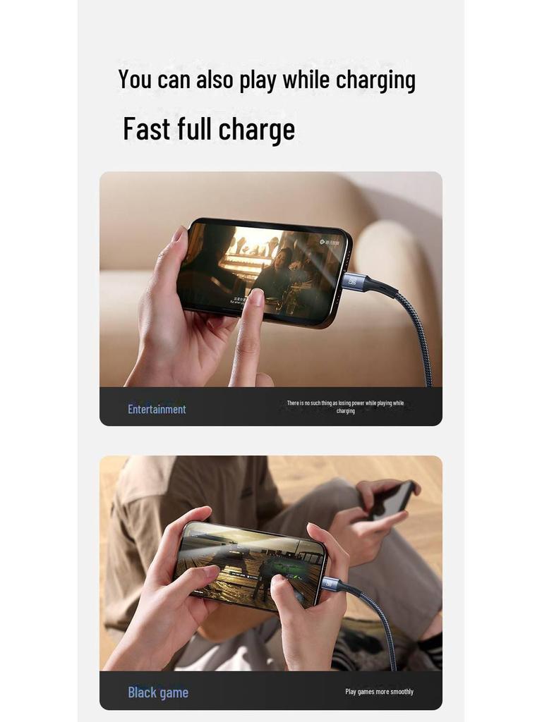 PISEN 60W Кабель для быстрой зарядки Type-C с двумя головками для Apple и Huawei