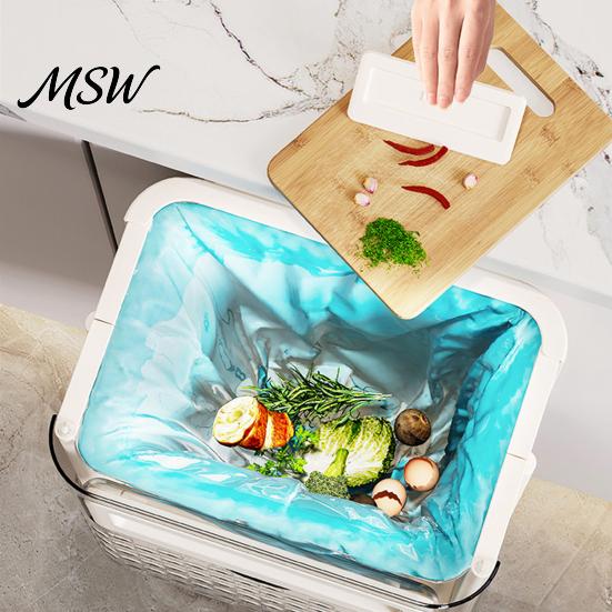 Sleek Plastic Trash Bin Foldable Garbage Can, with Rubbing Board, Lightweight Portable Durable Kitchen Waste Bin, for And Bathroom Cupboard