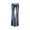 Джинсы большого размера для американской дерзкой девушки, с низкой посадкой, заклепками, микро-клеш, с 3D-карманами - Новые узкие длинные женские брюки 2025