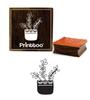 Printtoo Diary Card Doodle Pot Plant Design Square Brown Wooder Rubber Stamp-2 x 2