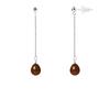 Earrings - - Genuine Chocolate Cultured Pearls - White Gold - 7-8 Mm - 2 Year Warranty