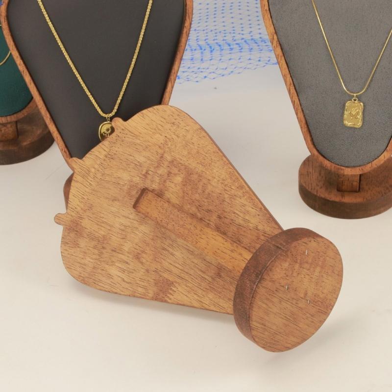 Элегантный прочный стенд для ожерелий из ворса, небольшой деревянный держатель для ювелирных изделий, портативный аксессуар для витрины на прилавке