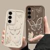 Чехол с принтом золотой бабочки для Samsung Galaxy S25 S22 S23 Ultra S24 FE A56 A17 A36 A26 A55 A16 A15 A35 A25 A54 5G Мягкий чехол из ТПУ