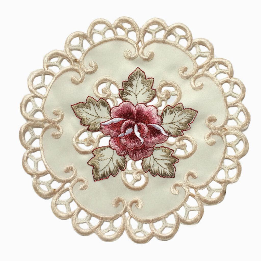 Dining Table Place Mat Kitchen Embroidered Floral Lace Doily Placemat Home Decor