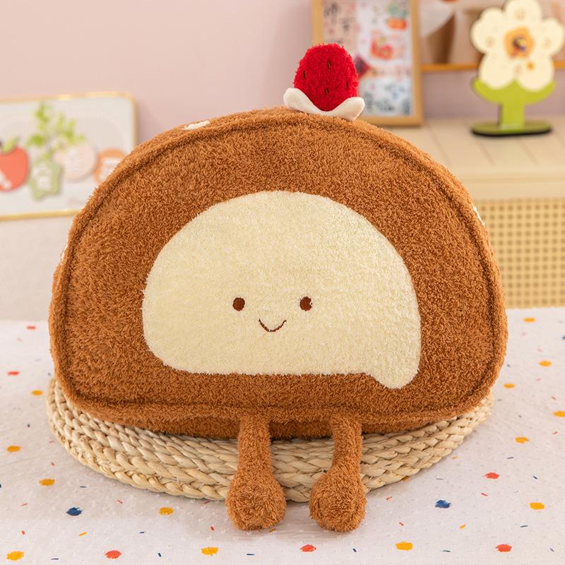 Q soft glutinous French roll strawberry cake, cute face smile healing cloud plush doll cute sleeping pillow