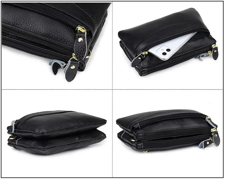 Genuine Leather Women Crossbody Bag Small Shoulder Handbags Casual Wristlet Clutch Purse Large Capacity Messenger Bags for Women