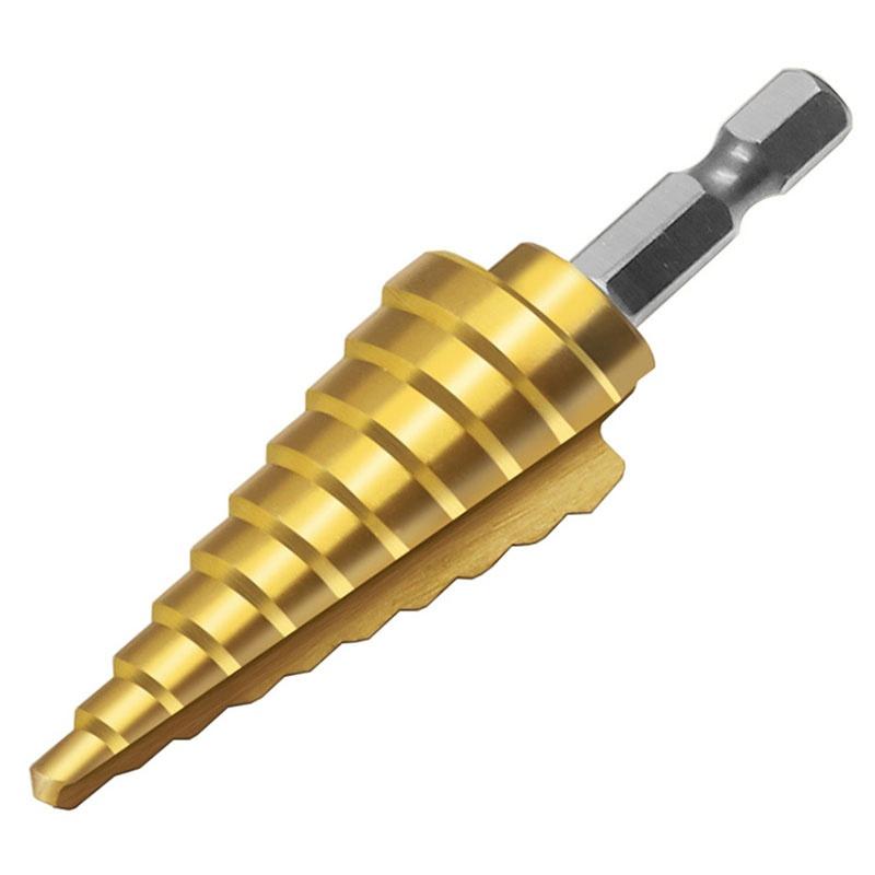 1 шт. 4-22 мм HSS ступенчатое сверло с прямой канавкой, спиральной канавкой, с титановым покрытием, дерево, металл, резак для отверстий 4241, высокоскоростное стальное корончатое сверло