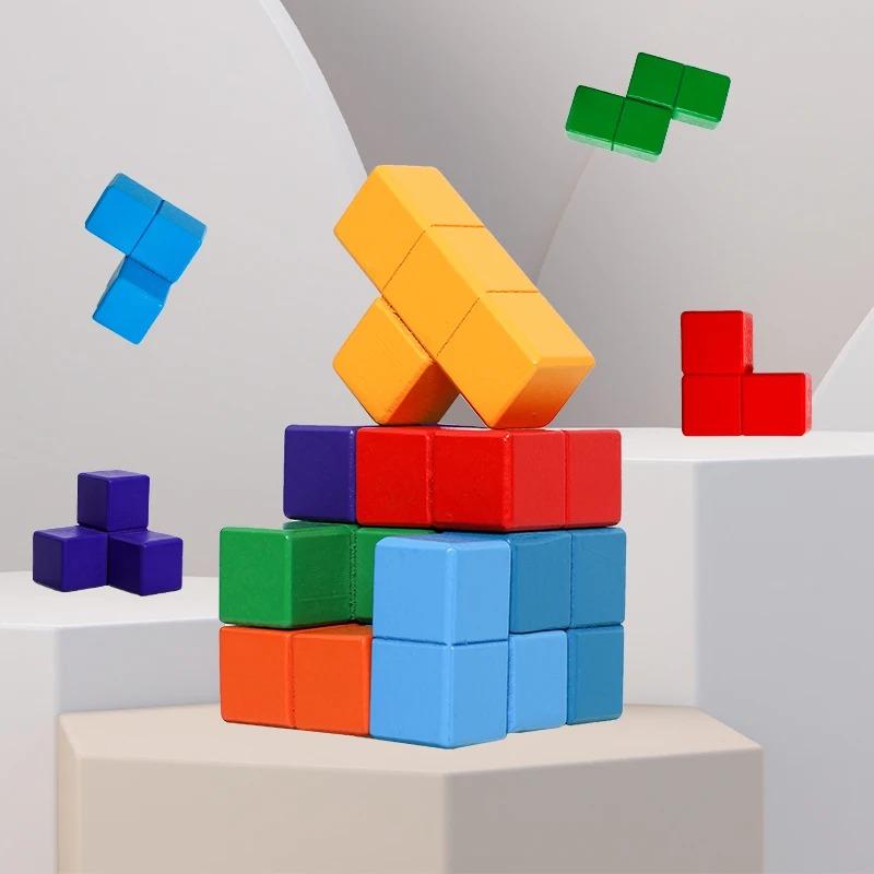 НОВЫЕ 3D Деревянные Игрушки Кубик Сома Дети Раннее Образование Строительный Блок Монтессори Головоломка Игры Игрушки Штурм Мозга Игра Сенсорная Игрушка