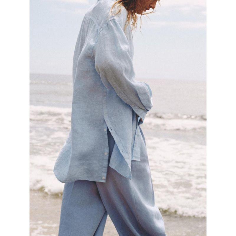 Za2024 Summer New Product Women's Clothes Linen Loose Shirt 4764001 Draping Pants 1255410 406