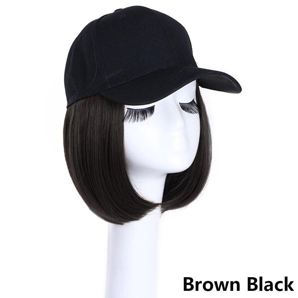 Жен. Синтетические бейсболка Парик Короткие прямые Парики Для Жен. Повседневные Для вечеринок Черный Коричневый Естественные соединения Регулируемый парик