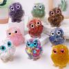 Natural Crystal Owl Figurine Handmade Resin Owl Statue Filled with Crystal Stones Tabletop Owl Ornament