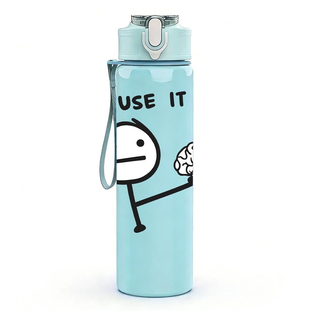 1PC Pile Use It Meme Stick Figure Print 750ml Color Plastic Sports Water Bottle Leakproof Flip Straw Lid Suitable for Sports Office Home Use