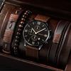 Men's Set Gift Watch 4pcs Bracelet Four-piece Set Men's Watch Calendar Watch Quartz Watch Sports