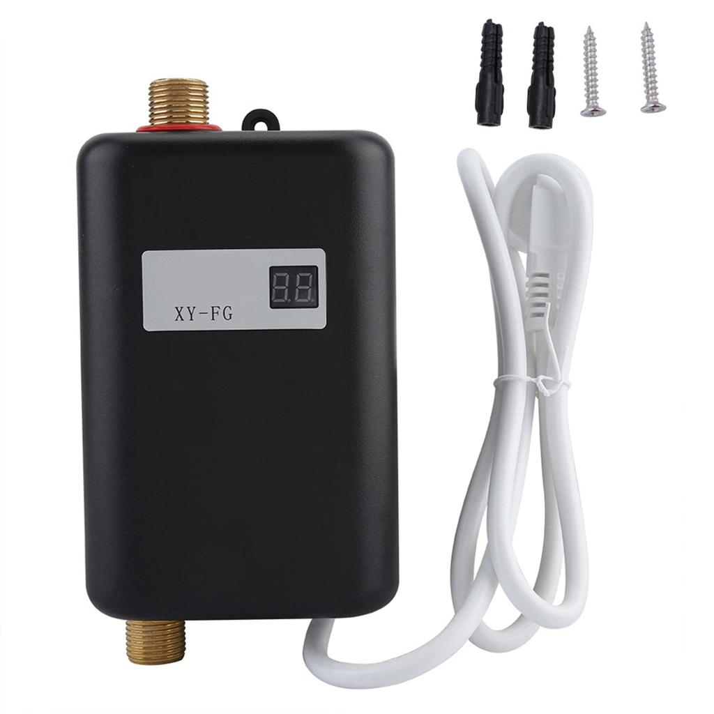 3800W Mini Electric Tankless Instant Hot Water Heater Bathroom Kitchen Washing Black