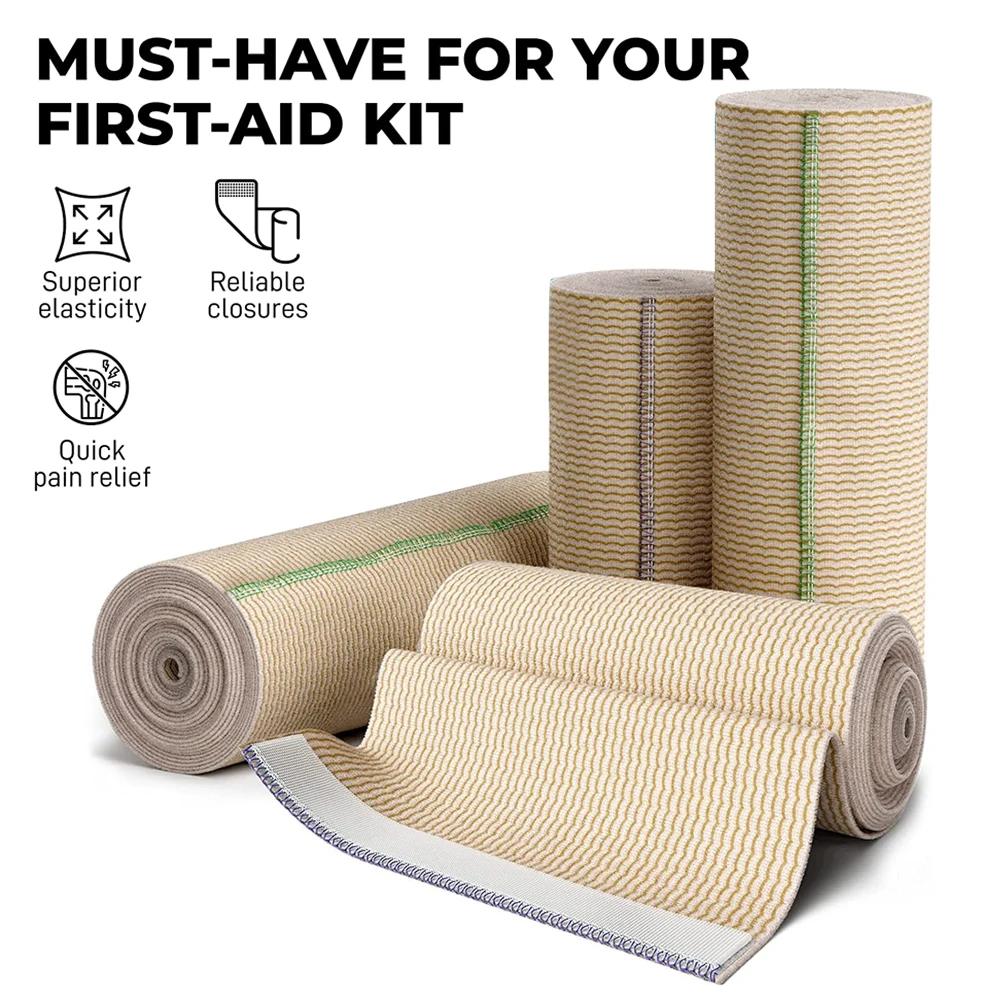 1 рулон эластичного компрессионного бинта с самозастегиванием, идеально подходит для икр, занятий спортом, растяжений, запястья, лодыжки и стопы