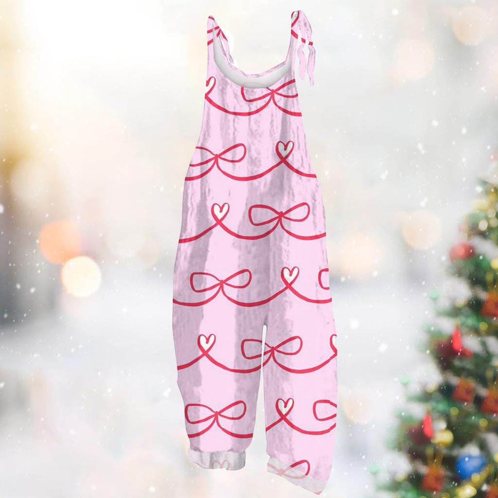 Женский комбинезон с карнавальным принтом, свободный, винтажный, на бретелях, хлопок, лен