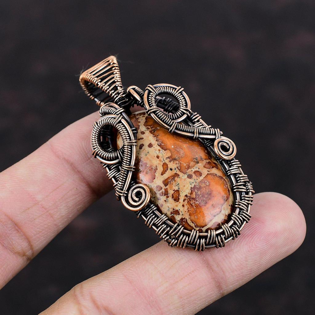 Asteroid Jasper Pendant Copper Wire Wrapped Pendant Handmade Pendant Asteroid Jasper Jewelry Gemstone Pendant Wire Wrap Jewelry Gift For Her