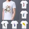 Fashionable Men's Classic White T-shirt Feather Print Graphic Print Series Casual O-neck Commuter Comfortable Men's Slim Shirt