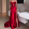 Elegant Cross-Border European-American Strapless One-Shoulder Long Swing Evening & Bridesmaid Dress