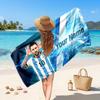 Lionel Messi Custom Beach Towel, Personalized Name Text Print, Football Logo Soft Quick‑Dry Towel Holiday Gift