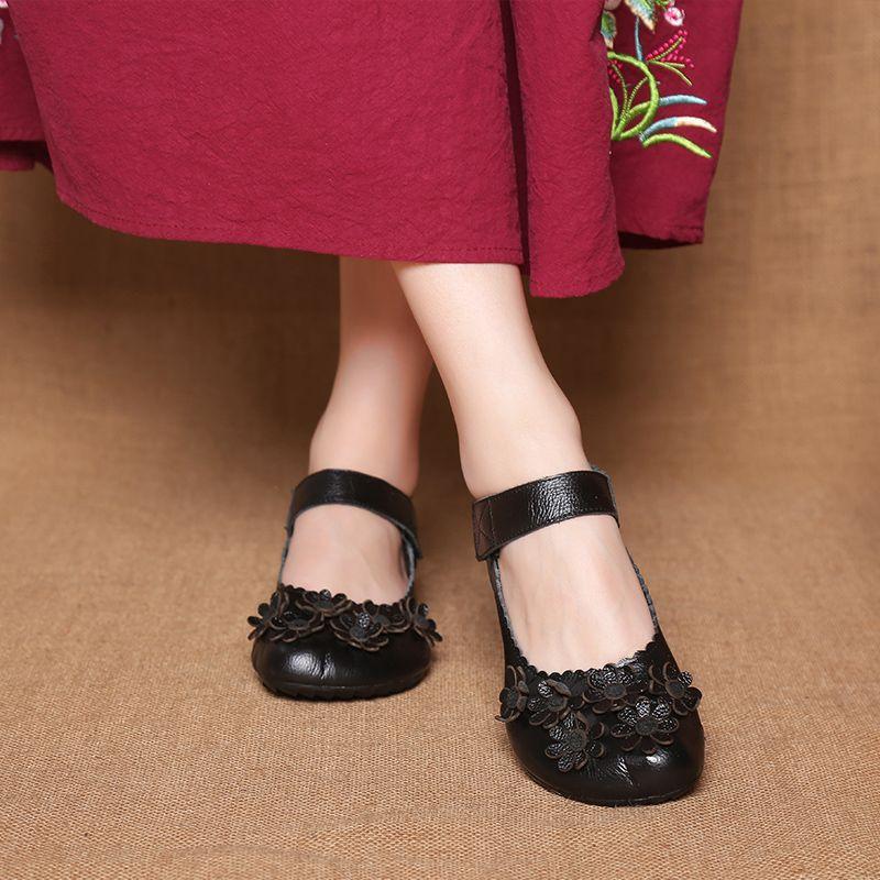 1930 винтажные туфли Мэри Джейн с цветочным принтом, удобные туфли на плоской подошве с ремешками, женские мокасины для пожилых женщин, мокасины для вождения для мам, женские сандалии