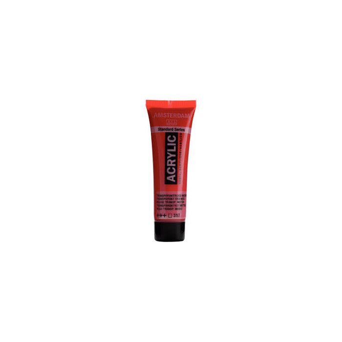Peinture acrylique en tube - Rouge transparent moyen - 317 - Amsterdam - 20ml