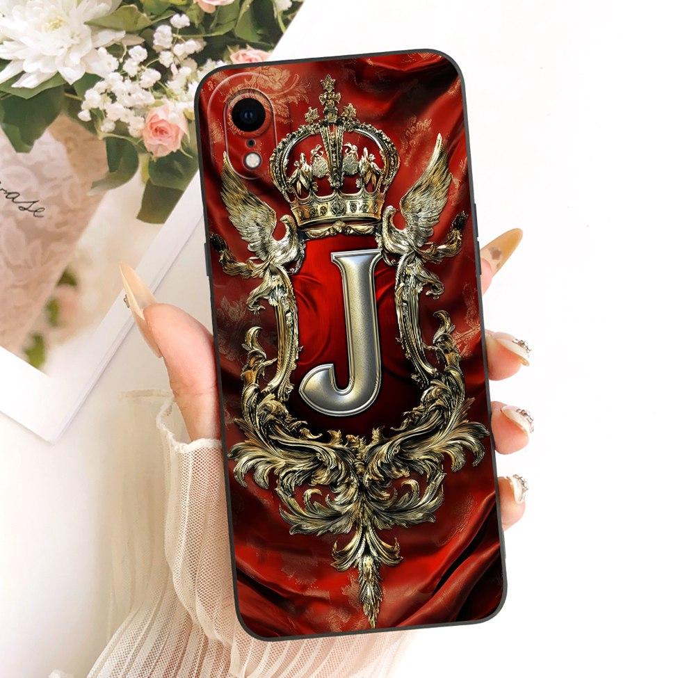 Для iPhone XR Чехол Cover Роскошный Буквы от A до Z Крутая Корона 2D Расписной Силиконовый Корпус Телефона A2107 A2108 A2105 A2106 A1984