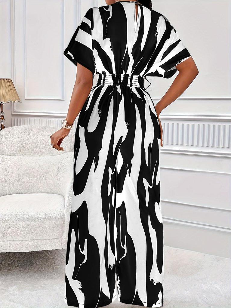 Женский комбинезон с широкими штанинами и короткими рукавами, весна/лето 2024 г.