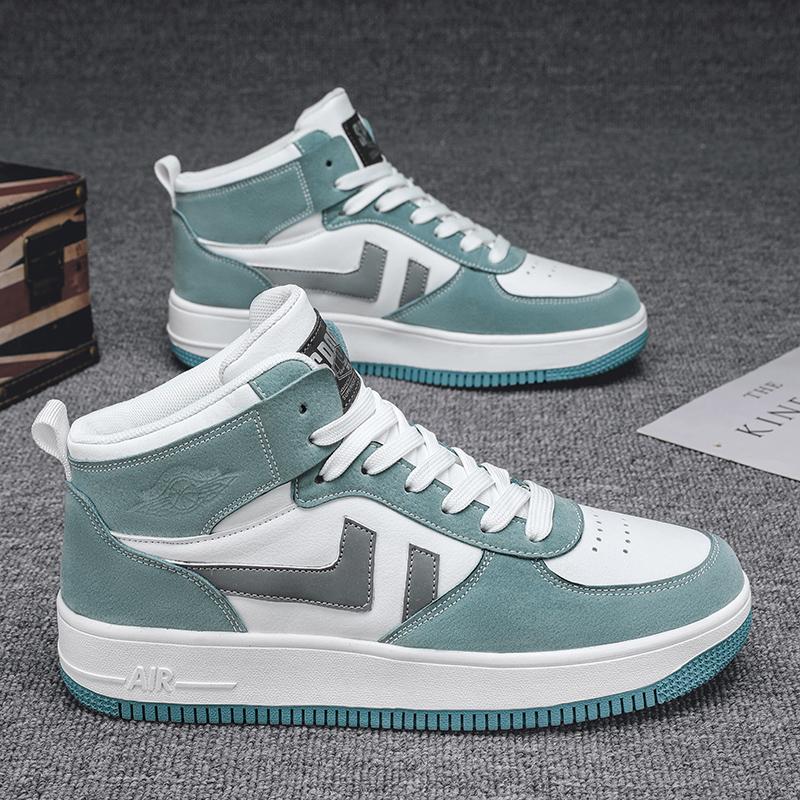 Fashion Men's Trending Four Seasons High Top Skateboarding Breathable Shoes Large Size Students Male Casual Soft Sole Comfortable Sneakers for Teens