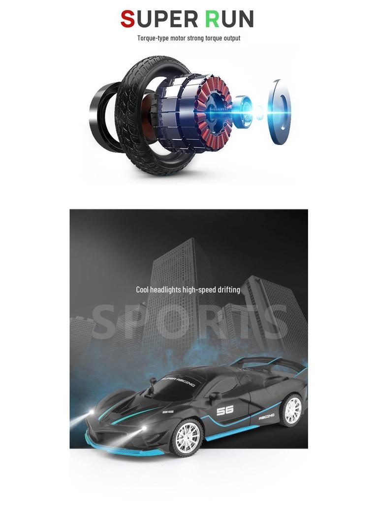 High-Speed Remote Control Drift Car with Lights - Racing Boy Toy Electric Model