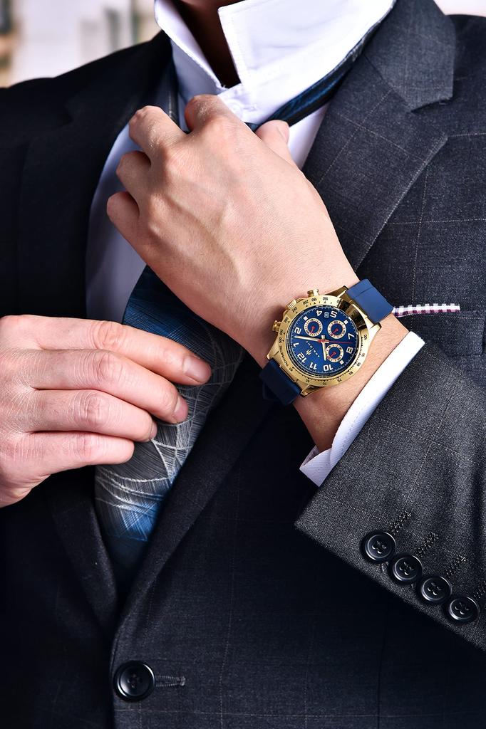 AKNIGHT Watch Fashionable Popular Quartz Soft Silicone Strap Chronograph Easy To See Luminous Analog Arm Clock Waterproof Date Watch for Men Japanese