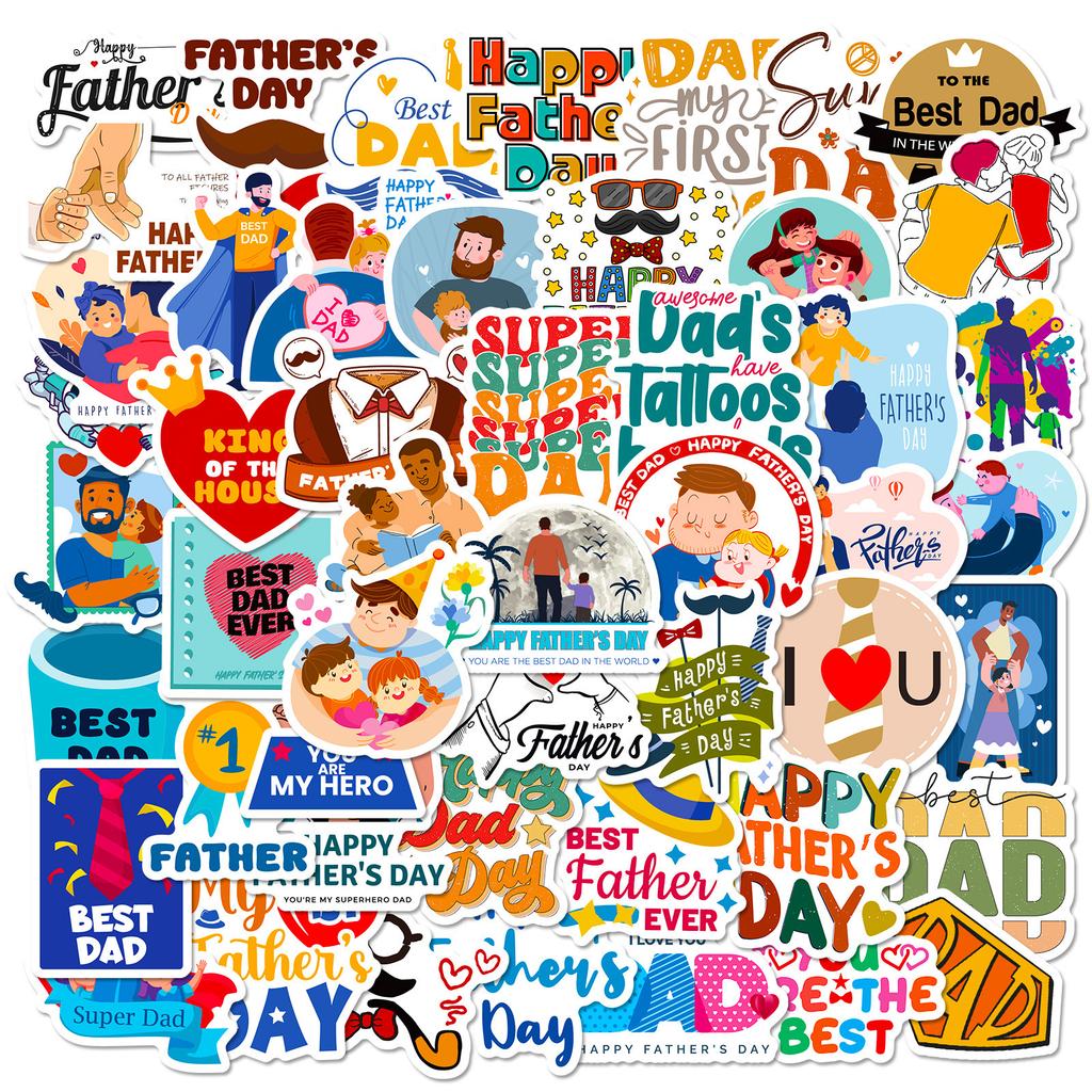 50 Father'S Day Themed English Short Sentences, Gifts, Water Glasses, Suitcases, Decorative Stickers, Waterproof Stickers