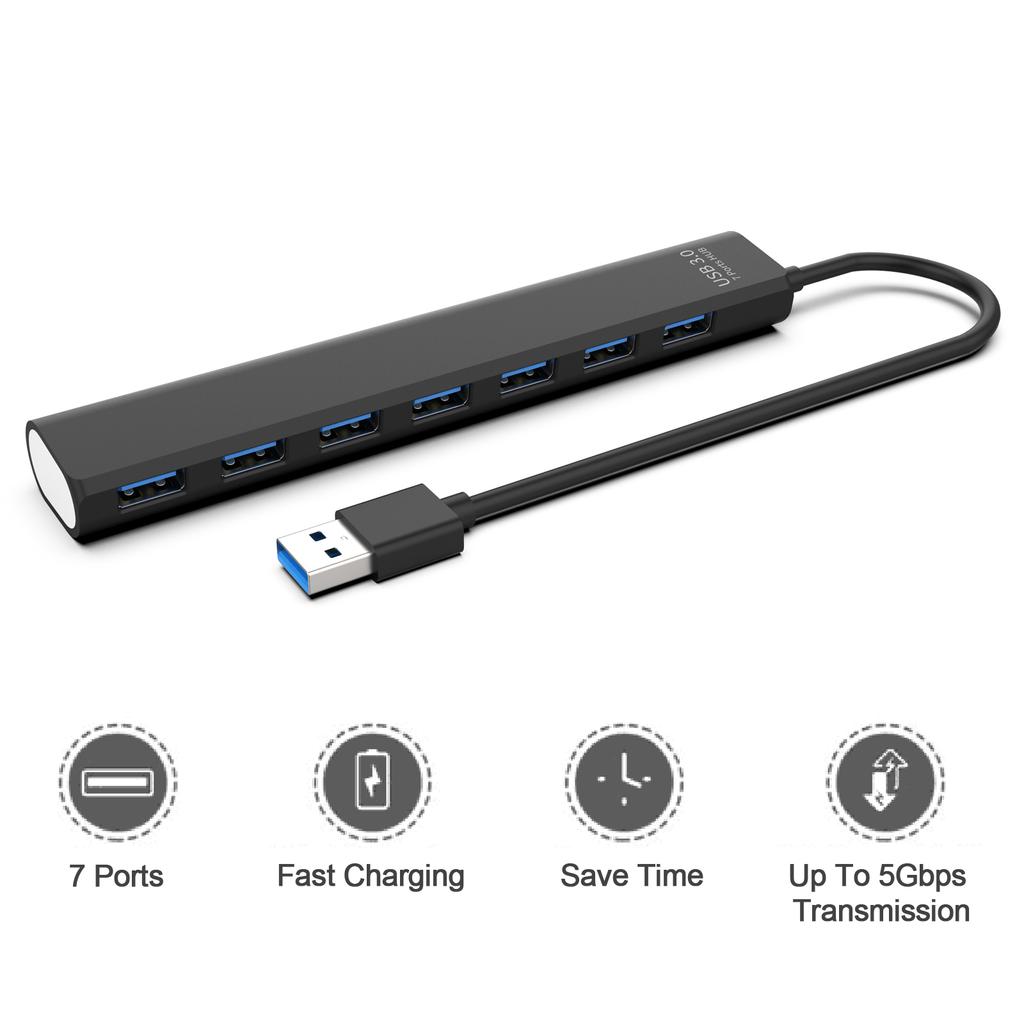 7-портовый разветвитель USB 3.0/2.0 HUB, высокоскоростной разделитель USB3.0 до 5 Гбит/с Передача данных USB HUB