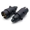 European 7-Pin Nylon Plug Socket with Rubber Pad for RV Trailer