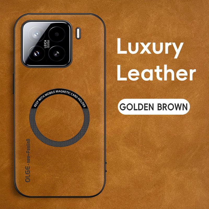 Luxury Leather Phone Cases For Xiaomi 14T Pro Magnetic Shockproof Case For Xiaomi 15 12T Pro Soft Frame For Magsafe Matte Cover