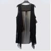 Chiffon Vests Women Holiday Street Solid Black Sweet Thin Summer All-match Fairy Outerwear Sexy Long Draped Open Stitch Vintage