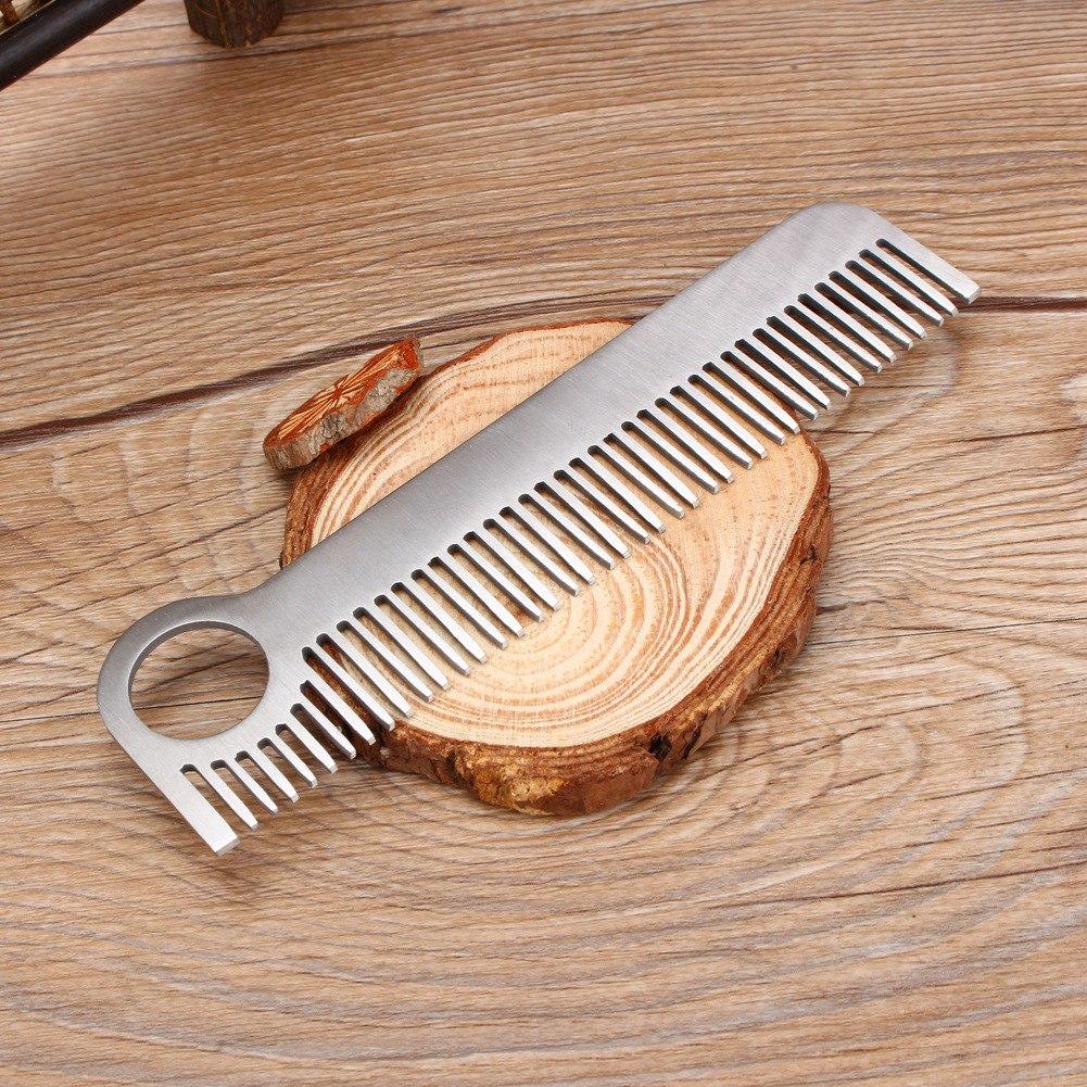 Карманный инструмент Нержавеющая сталь Матовый Минималистский Гравированный Металлический Гребень Для Усов и Волос