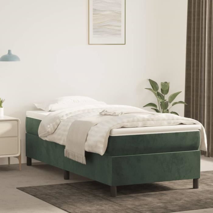 3144660 vidaXL Divan Bed with Mattress Dark Green 90x200 Cm
